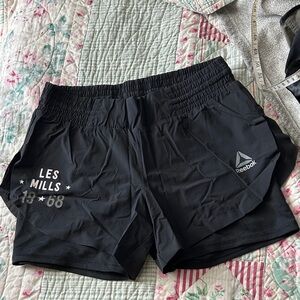 Reebok Women's Black Athletic Shorts Les mills bodycombat 68